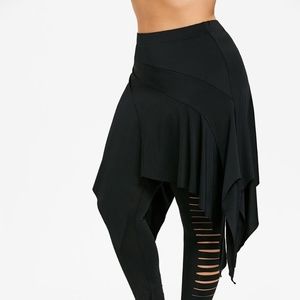 Ladder Shredding Skirted Leggings